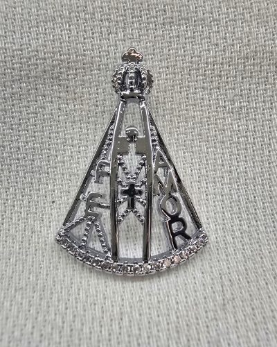Pingente Nossa Senhora Aparecida ródio - 2,5cm