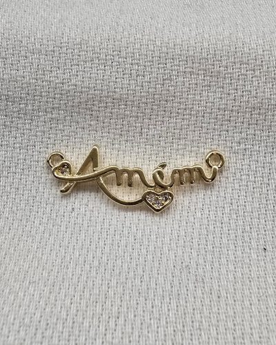 Pingente Amem banho ouro 18k - 2,5cm