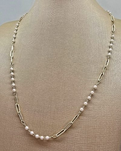 Foto 09: Colar com perola banho ouro 18k - 45cm