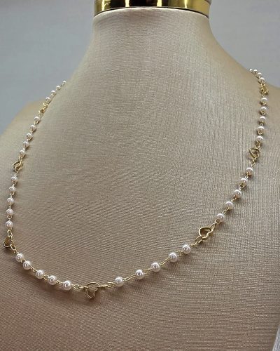 Foto 14: Colar curto perolas banho ouro 18k - 35cm e extenssor 10cm