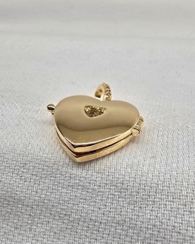 Pingente relicario coração banho ouro 18k - 2cm