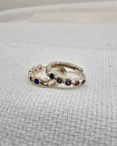 Brinco argola com zirconias coloridas prata 925 - 1,0cm