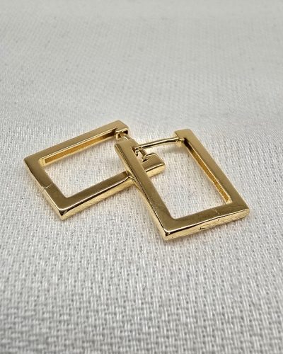 Brinco argola quadrada banho ouro 18k - 2,0cm