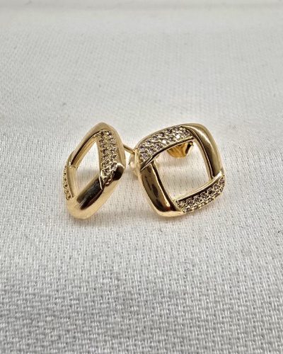 Brinco quadrado banho ouro 18k - 1,5cm