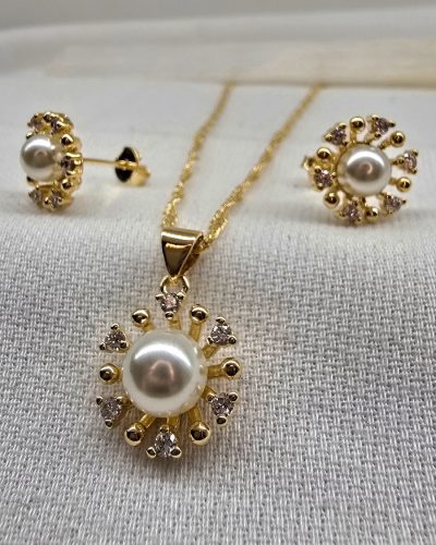 Foto 21 Conjunto perola banho ouro 18k - 45cm