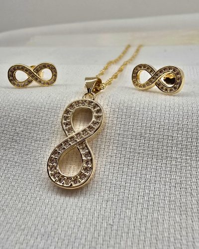 Foto 22 Conjunto infinito cravejado banho ouro 18k - 45cm