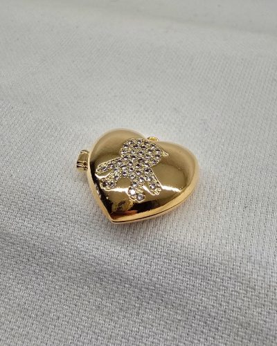 Pingente relicario coração menino banho ouro 18k - 2cm