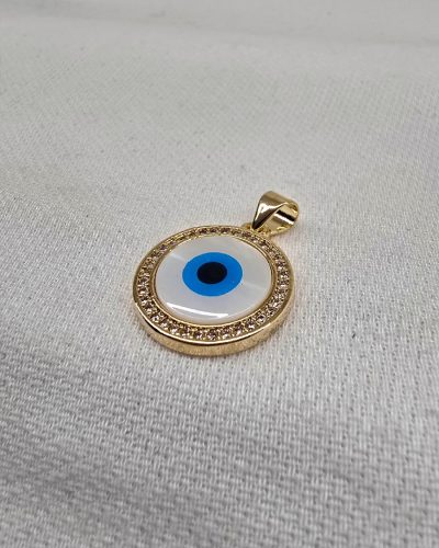 Pingente coração olho grego banho ouro 18k