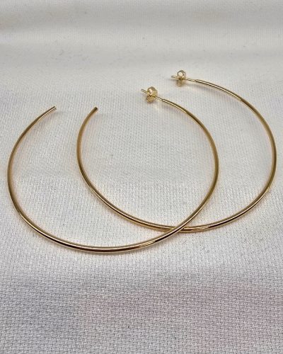 Brinco Argola Lisa Clássica no Banho de Ouro 18k