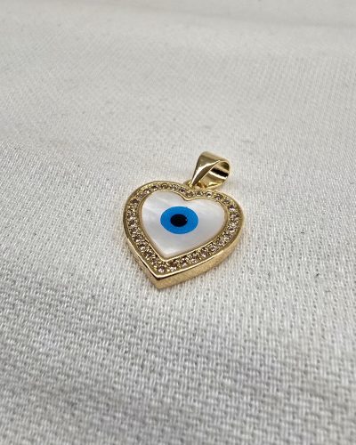 Pingente redondo olho grego banho ouro 18k - 2cm