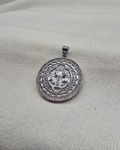 Pingente São Bento ródio - 2,5cm