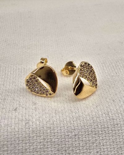 Foto 53: Brinco cravejado zirconia banho ouro 18k - 1,1cm